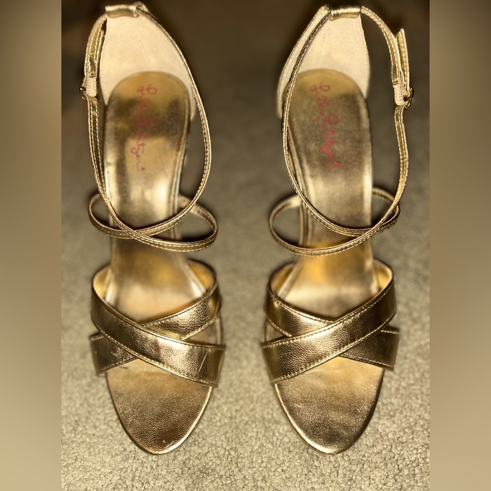 Lilly Pulitzer Gold Heels, Size 9.5
